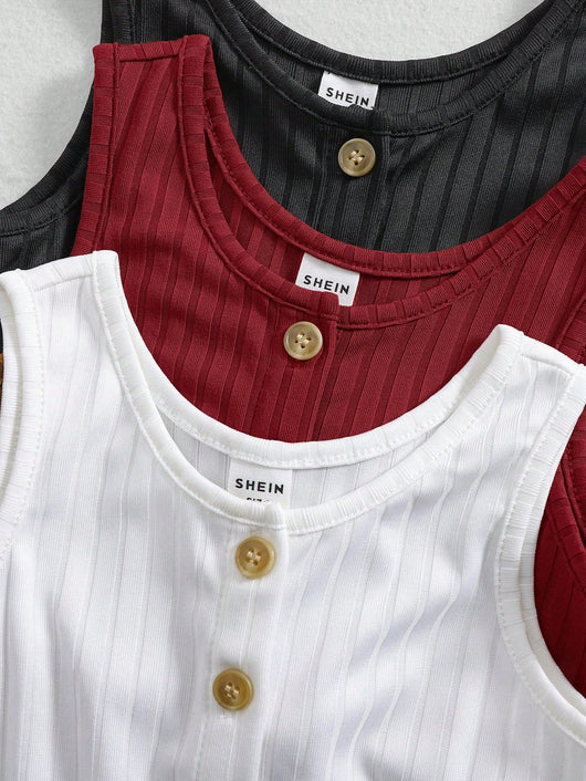 True Haven | 3-Piece Baby Girl Camisole & Shorts Set – Soft Knit Comfort, Great for Summer Photos