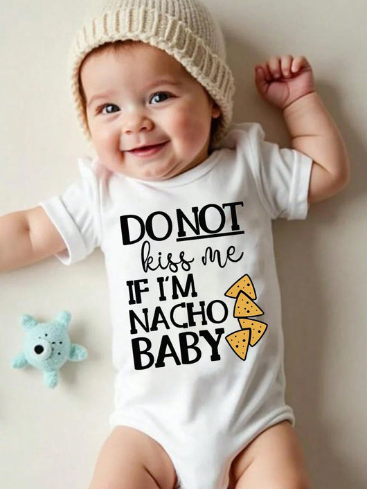 True Haven | Baby Boy Heart & Letter Print Romper – Soft Breathable Cotton, Easy Snap Closures
