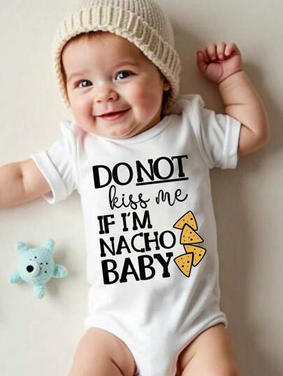 True Haven | Baby Boy Heart & Letter Print Romper – Soft Breathable Cotton, Easy Snap Closures