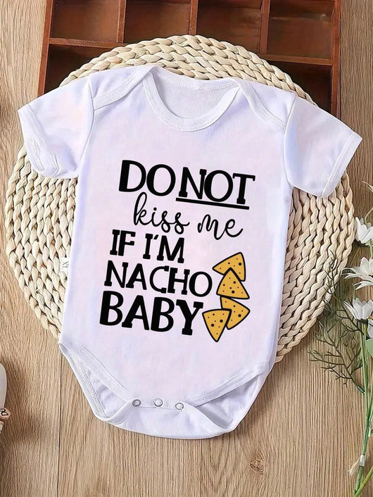 True Haven | Baby Boy Heart & Letter Print Romper – Soft Breathable Cotton, Easy Snap Closures