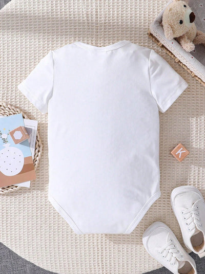 True Haven | Baby Boy Heart & Letter Print Romper – Soft Breathable Cotton, Easy Snap Closures