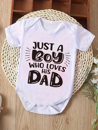 True Haven | Baby Boy Heart & Letter Print Romper – Soft Breathable Cotton, Easy Snap Closures