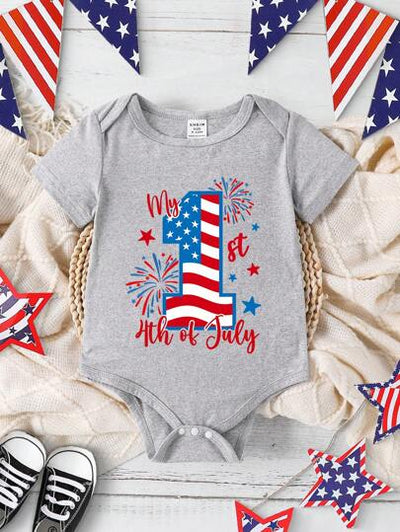 True Haven | Baby Boy Heart & Letter Print Romper – Soft Breathable Cotton, Easy Snap Closures