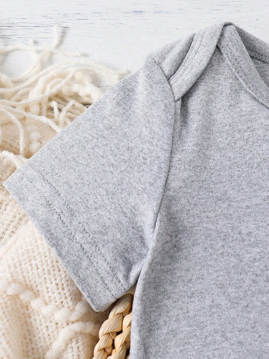 True Haven | Baby Boy Heart & Letter Print Romper – Soft Breathable Cotton, Easy Snap Closures