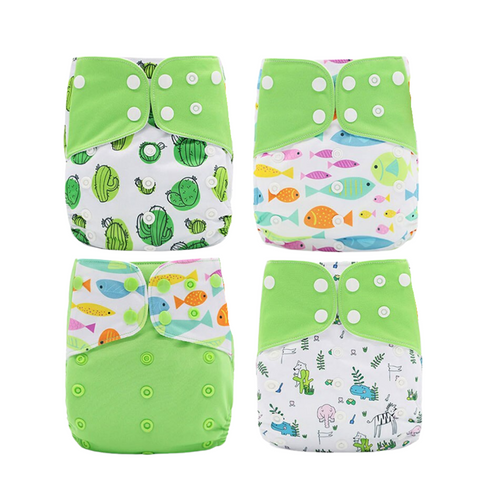 True Haven | Reusable Cloth Nappies (4-Pack) – Waterproof & Leak-Resistant, Adjustable Sizing