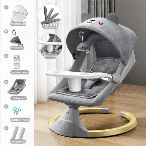 True Haven | Electric Baby Rocking Bassinet – 180° Flat-Lying Position, Bluetooth Music