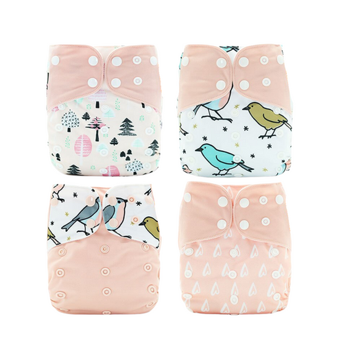 True Haven | Reusable Cloth Nappies (4-Pack) – Waterproof & Leak-Resistant, Adjustable Sizing