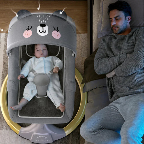 True Haven | Electric Baby Rocking Bassinet – 180° Flat-Lying Position, Bluetooth Music