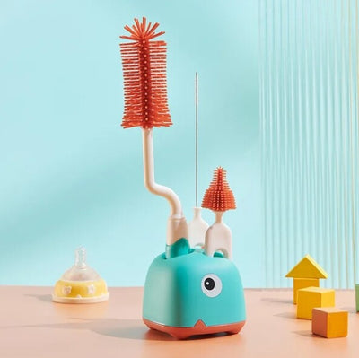 True Haven | 360° Baby Bottle Brush Set – Soft Silicone Bristles, Fits Bottles, Nipples & Accessories