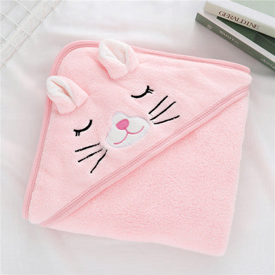 True Haven | Hooded Baby Bath Towel – Soft Absorbent Animal Design Towel for Newborns, 80x80cm, 4 Styles