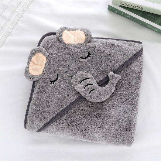 True Haven | Hooded Baby Bath Towel – Soft Absorbent Animal Design Towel for Newborns, 80x80cm, 4 Styles