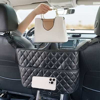 True Haven | Car Seat Back Organizer – Large Capacity Storage, Durable Faux Leather with Mesh Pockets