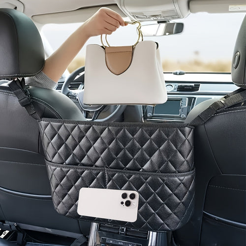 True Haven | Car Seat Back Organizer – Large Capacity Storage, Durable Faux Leather with Mesh Pockets