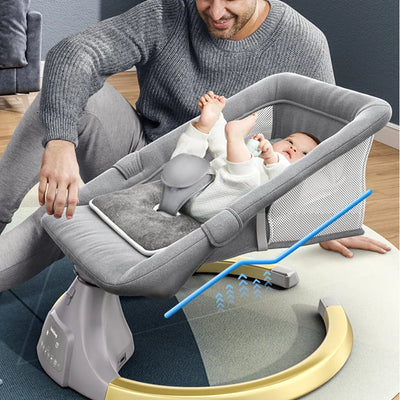 True Haven | Electric Baby Rocking Bassinet – 180° Flat-Lying Position, Bluetooth Music