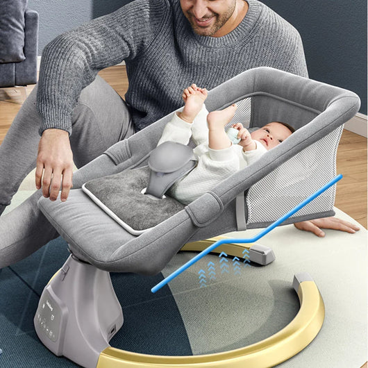 True Haven | Electric Baby Rocking Bassinet – 180° Flat-Lying Position, Bluetooth Music