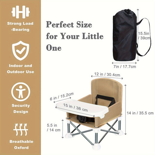 True Haven | Travel Booster Seat – Compact & Foldable, Removable Tray with Safety Straps