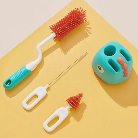 True Haven | 360° Baby Bottle Brush Set – Soft Silicone Bristles, Fits Bottles, Nipples & Accessories