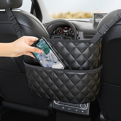True Haven | Car Seat Back Organizer – Large Capacity Storage, Durable Faux Leather with Mesh Pockets