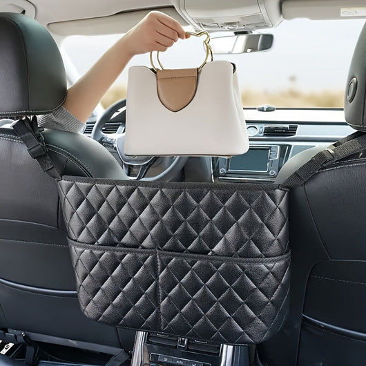 True Haven | Car Seat Back Organizer – Large Capacity Storage, Durable Faux Leather with Mesh Pockets