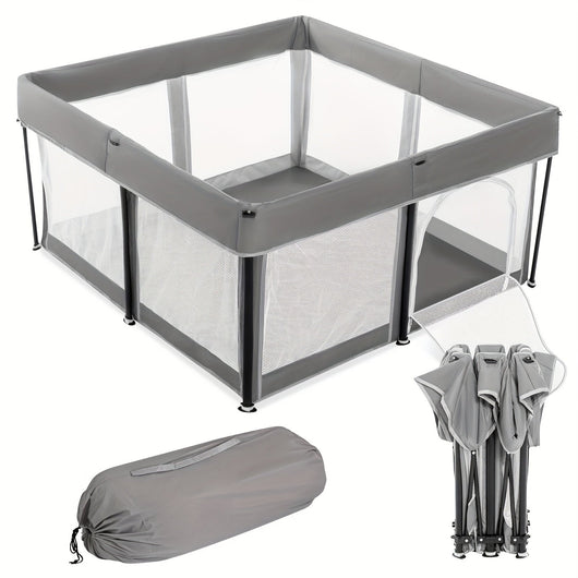 True Haven | Foldable Baby Playpen – Extra-Large Soft Mesh Design, Easy Access Door