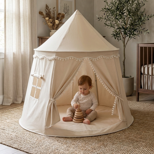 True Haven | Canvas Play Teepee – Screen-Free Developmental Toy, Safe for Little Hands