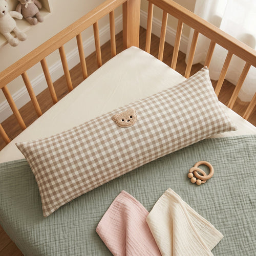 True Haven | Plaid Cotton Baby Pillow – Plush Comfort for Better Sleep, Hypoallergenic Materials