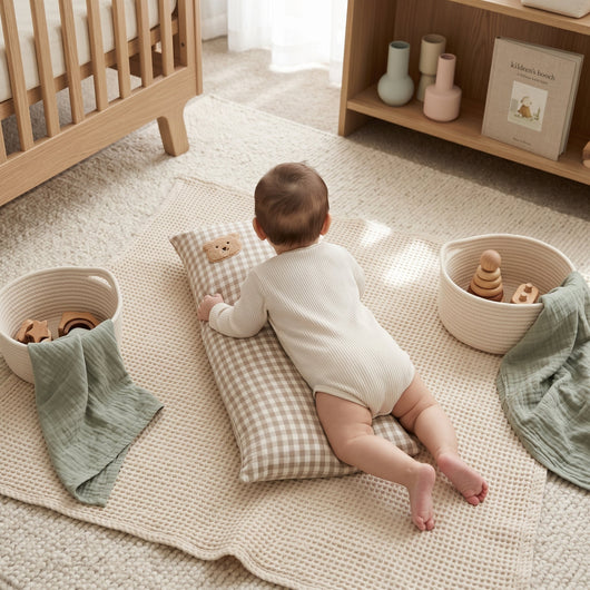 True Haven | Plaid Cotton Baby Pillow – Plush Comfort for Better Sleep, Hypoallergenic Materials