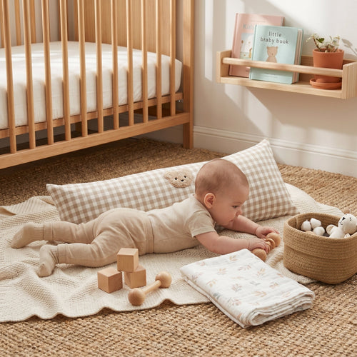 True Haven | Plaid Cotton Baby Pillow – Plush Comfort for Better Sleep, Hypoallergenic Materials