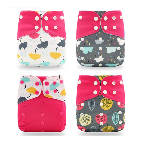 True Haven | Reusable Cloth Nappies (4-Pack) – Waterproof & Leak-Resistant, Adjustable Sizing