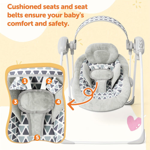 True Haven | Portable Baby Swing – Ergonomic Reclining Seat, Gentle Soothing Motion for Newborns