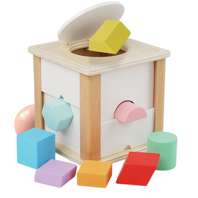 True Haven | Wooden Geometric Shape Sorting Box – Montessori Learning Toy, Non-Toxic Materials