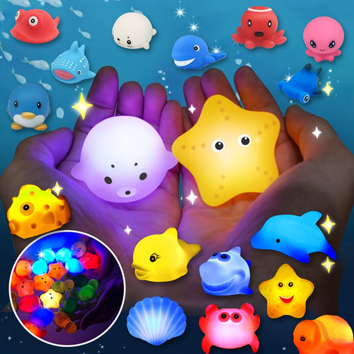 True Haven | Light-Up Floating Bath Toys – No-Hole Mold-Free Design, Sea Animal Set