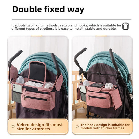True Haven | Universal Stroller Organizer Caddy – Multi-Pocket Bottle & Phone Holder, Durable Oxford Fabric