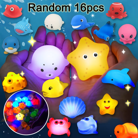 True Haven | Light-Up Floating Bath Toys – No-Hole Mold-Free Design, Sea Animal Set