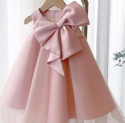 True Haven | Girls' Big Bow Party Dress – Soft Comfortable Fabric, Perfect for Birthdays & Celebrations
