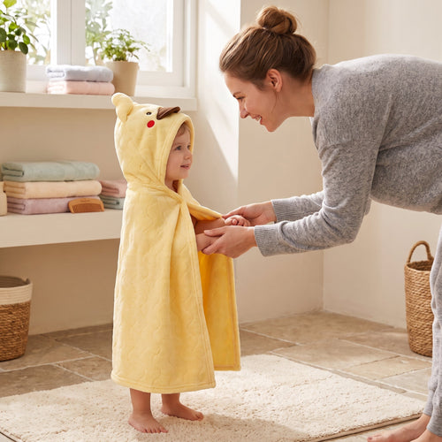 True Haven | Baby Kids Hooded Bathrobe – Cozy Post-Bath Comfort, Ultra-Soft Materials