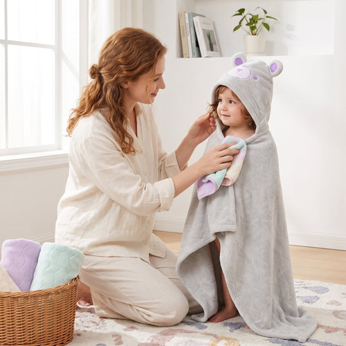 True Haven | Baby Kids Hooded Bathrobe – Cozy Post-Bath Comfort, Ultra-Soft Materials