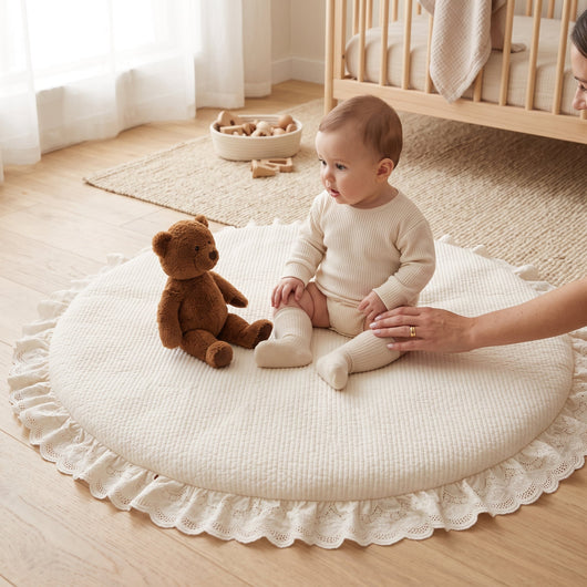 True Haven | Round Baby Play Mat – Durable Playtime Favorite, Non-Toxic Materials