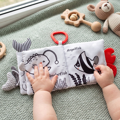 True Haven | Sensory Baby Cloth Book – Interactive Toy for Toddlers, Supports Motor Skills