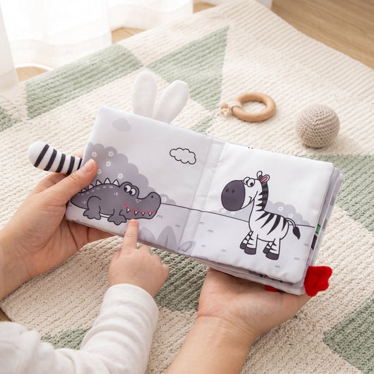 True Haven | Sensory Baby Cloth Book – Interactive Toy for Toddlers, Supports Motor Skills