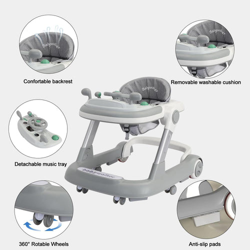 True Haven | Convertible Baby Walker – 2-in-1 Seated & Push-Behind Design, Adjustable Height