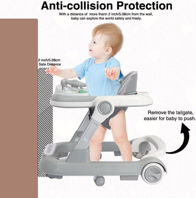 True Haven | Convertible Baby Walker – 2-in-1 Seated & Push-Behind Design, Adjustable Height