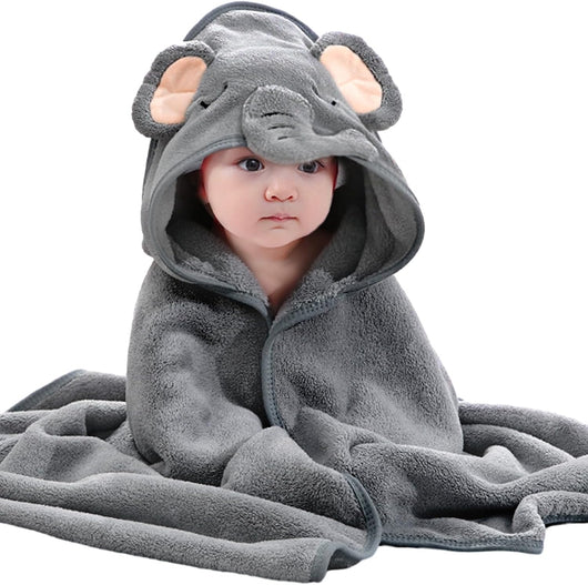True Haven | Hooded Baby Bath Towel – Soft Absorbent Animal Design Towel for Newborns, 80x80cm, 4 Styles