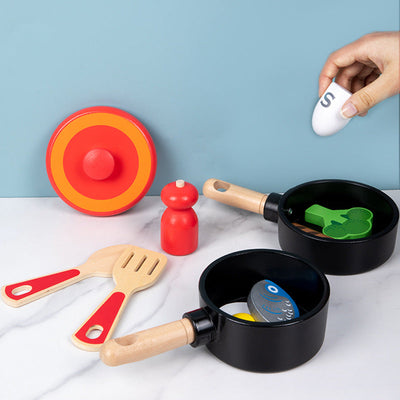 True Haven | Wooden Cooking Pot Set for Kids – Encourages Imaginative Play, Safe Eco-Friendly Wood