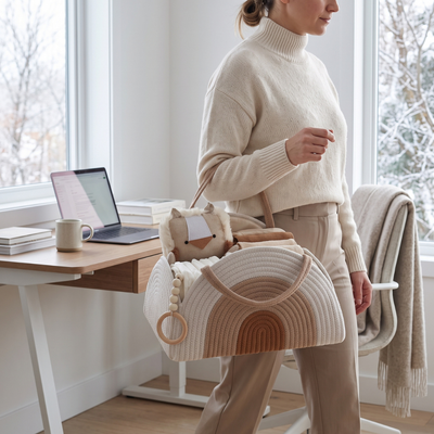 True Haven | Woven Baby Diaper Caddy – Everyday Nursery Helper, Space-Saving Design