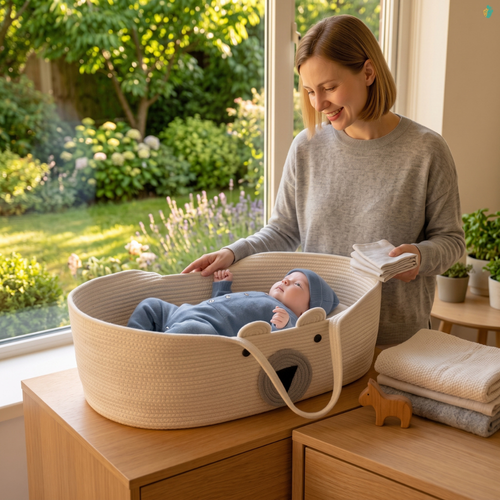 True Haven | Woven Moses Basket – Plush Comfort for Better Sleep, Hypoallergenic Materials