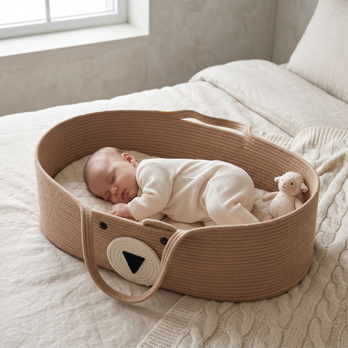 True Haven | Woven Moses Basket – Plush Comfort for Better Sleep, Hypoallergenic Materials