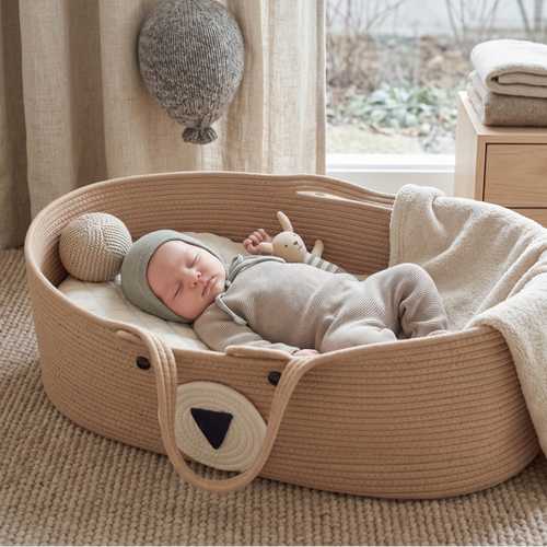 True Haven | Woven Moses Basket – Plush Comfort for Better Sleep, Hypoallergenic Materials