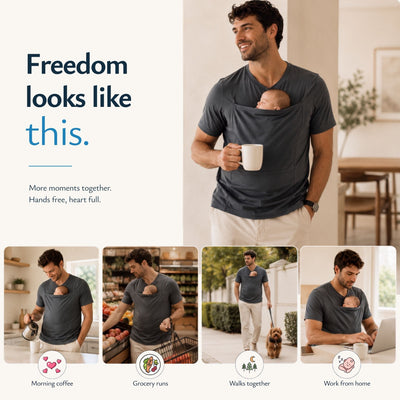 True Haven | Dad Babywearing Shirt – Skin-to-Skin Newborn Bonding Shirt for Fathers, Sizes S-3XL