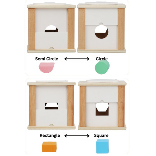 True Haven | Wooden Geometric Shape Sorting Box – Montessori Learning Toy, Non-Toxic Materials